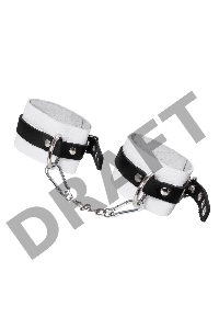 Оковы Pecado BDSM, мягкие, с одним ремешком, с люверсами, натуральная кожа, бело-чёрные