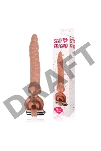 Телесная насадка на член Sexy Friend для двойного проникновения - 18 см.