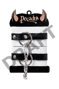 Оковы Pecado BDSM, мягкие, с одним ремешком, с люверсами, натуральная кожа, бело-чёрные