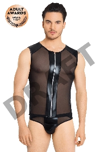 Костюм-сетка на замочке мужской SoftLine Collection (майка, трусы), черный, XL