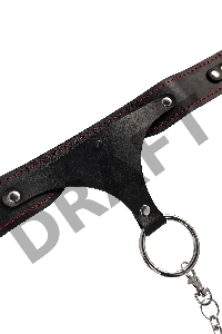 Ошеиник с контрастнои строчкои Pecado BDSM, натуральная кожа, черный