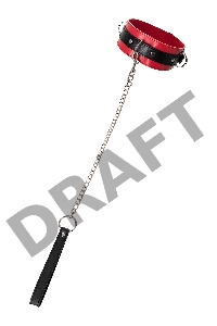 Ошейник TOYFA Theatre красно-черный кожаный с поводком