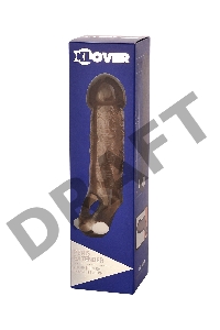 Насадка ToyFa XLover, для увеличения размера с вибрацией,TPE, черная прозрачная, 15,5 см