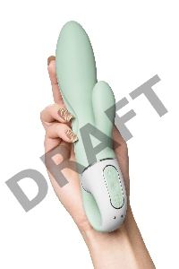 Нереалистичный вибратор Satisfyer Air Pump Bunny 5, силикон, зеленый, 15 см.