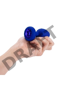 Вибрирующая втулка Vibrating Jewel Plug L/XL цвета синий сапфир