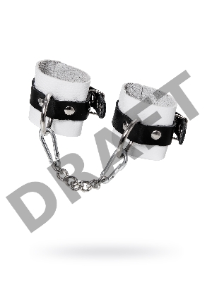 Наручники Pecado BDSM, мягкие, с одним ремешком с люверсами, натуральная кожа, бело-чёрные