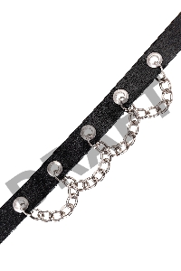 Чокер с цепочкой Pecado BDSM, натуральная кожа, черный