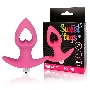 Розовая анальная вибровтулка-сердечко с ограничителем - 8 см.