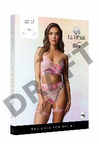 Эротический комплект с наклейкой на лицо Bra Set With Garters & Dazzling Sticker