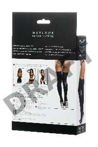 Чулки Glossy из материала Wetlook, черный, М