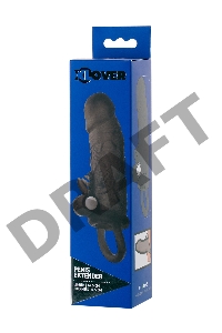 Насадка Toyfa XLover, для увеличения размера с кольцом и вибрацией, TPE, черная, 14.5 см