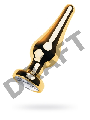 Анальная втулка Metal by TOYFA, металл, золотая, с кристаллом цвета алмаз, 10 см, Ø 3 см, 95 г