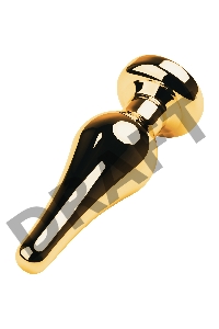 Анальная втулка Metal by TOYFA, металл, золотая, с кристаллом цвета алмаз, 10 см, Ø 3 см, 95 г