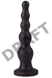 Чёрная анальная ёлочка с ограничительным основанием - 17,5 см.