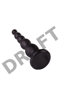 Чёрная анальная ёлочка с ограничительным основанием - 17,5 см.