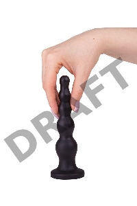 Чёрная анальная ёлочка с ограничительным основанием - 17,5 см.