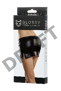 Мини-юбка Glossy из материала Wetlook, черный, S