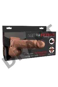 Перезаряжаемый универсальный полый вибрострапон с пультом ДУ Fetish Fantasy 7 Hollow Rechargeable Strap-On Remote Tan