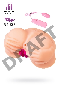 Мастурбатор реалистичный TOYFA Juicy Pussy Nicole с вибрацией , вагина и анус, TPR, телесный, 19 см