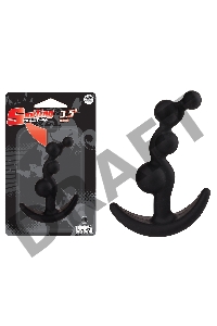 Чёрный анальный стимулятор с шариками Smiling Butt Plug - 8,9 см.