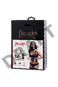Сбруя для фиксации шеи и рук Pecado BDSM, натуральная кожа, черная