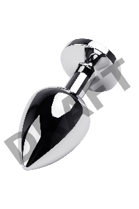 Анальная втулка Штучки-Дрючки, металл, серебряная, с фиолетовым кристаллом, 8 см, Ø 3 см, 165 г