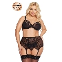 Комплект SoftLine Collection Dolores (бюстгальтер, стринги и пояс для чулок), черный, XXL