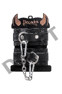 Наручники-браслеты Pecado BDSM, мини со скруглёнными углами, натуральная кожа, чёрные