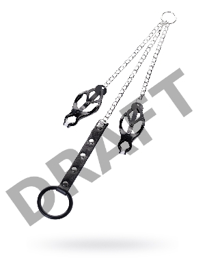 Зажимы для сосков с кольцом для пениса, TOYFA Metal, черные