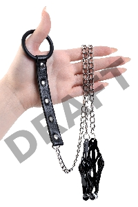 Зажимы для сосков с кольцом для пениса, TOYFA Metal, черные