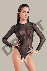 Эротическое боди Waname Grace с длинными рукавами черное (46-48)