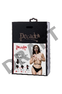 Портупея-чёкер-ошейник Pecado BDSM, с поводком и карабином в виде кольца, натуральная кожа, чёрная