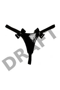 Черные лаковые трусики-стринги с бантиками