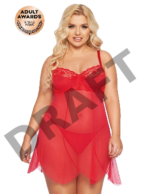 Ночная сорочка и стринги SoftLine Collection Carla, красный, XXL