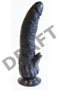 Чёрный фаллоимитатор с клиторальными лепестками - 18,5 см.