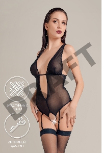 Эротическое боди Waname Exility с пажами для чулок черное (42-44)