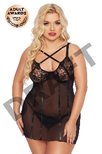 Ночная сорочка и стринги SoftLine Collection Cornelia, черный, XXL