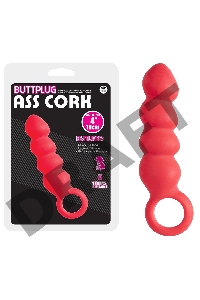 Красный анальный стимулятор в форме ёлочки с кольцом