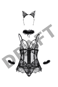 Комплект Candy Girl Kati (корсет, трусики, чокер, ободок-ушки, наручники), черный, OS