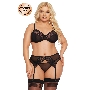 Комплект SoftLine Collection Marella (бюстгальтер, стринги и пояс для чулок), черный, XXL