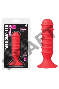 Красный анальный плаг с объемными кольцами
