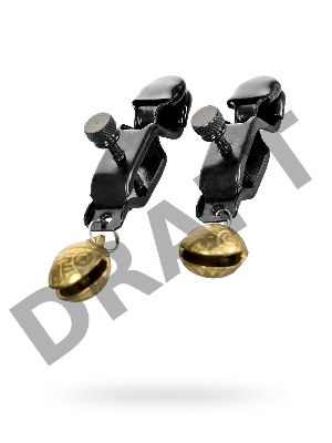 Зажимы для сосков TOYFA Theatre, металл, черный с золотистым колокольчиком