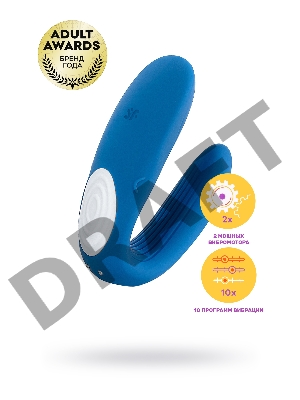 Многофункциональный стимулятор для пар Satisfyer Partner Whale, силикон, голубой, 17 см.