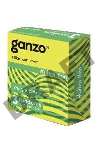 Презервативы Ganzo Ultra thin, ультратонкие, латекс, 18 см, 3 шт