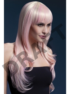 Парик Сладкая Сиенна с розовыми прядями (блонд) (Fever)