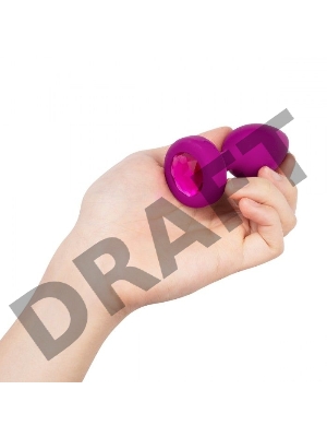 Ярко-розовая анальная вибровтулка с кристаллом Vibrating Jewel Plug S/M - 10 см.