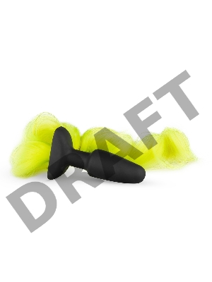 Черная анальная пробка с желтым хвостом Butt Plug With Tail