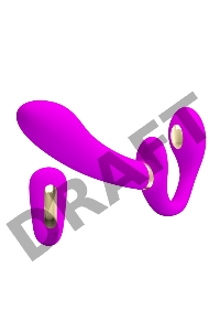 Лиловый безремневой страпон с функцией электростимуляции Thunderbird