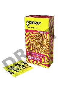 Презервативы Ganzo Extase, с точечно-ребристой поверхностью, анатомической формы, латекс, 18 см, 12