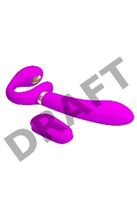 Лиловый безремневой страпон с функцией электростимуляции Thunderbird